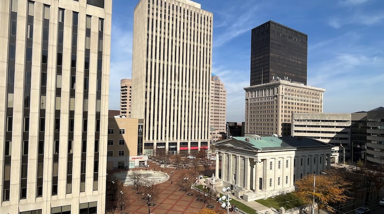 KeyBank Tower, located at 10 W. Second St. at Courthouse Square, is overwhelmingly vacant but a company called Arkham Red LLC is interested in renovating and buying the office building. The tower is Dayton's second tallest building. CORNELIUS FROLIK / STAFF