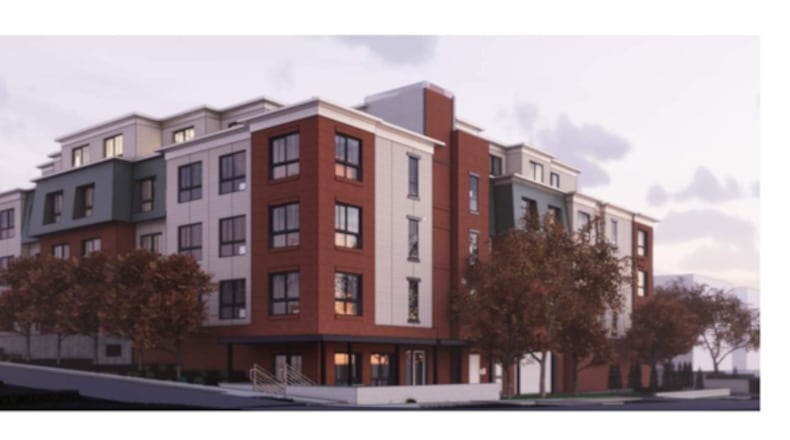 An artist's rendering of the planned Cambridge House Apartments II, seen from the southwest. Courtesy of Dublin Capital Group