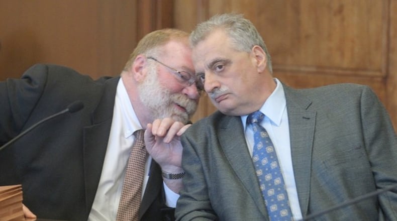 Dr James Bressi, right, is shown in court Akron Beacon Journal photo