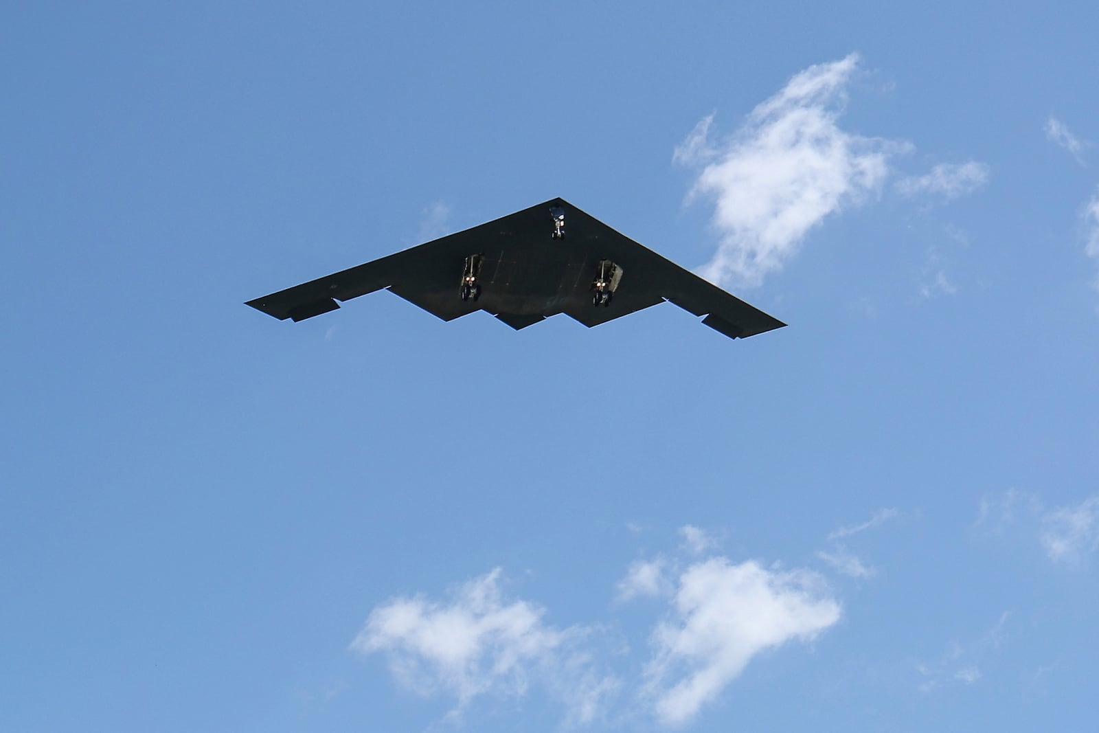 A B-2 bomber arrives at Whiteman Air Force Base Mo., Sunday, June 22, 2025, after returning from a massive strike on Iranian nuclear sites on Saturday. (AP Photo/David Smith)
