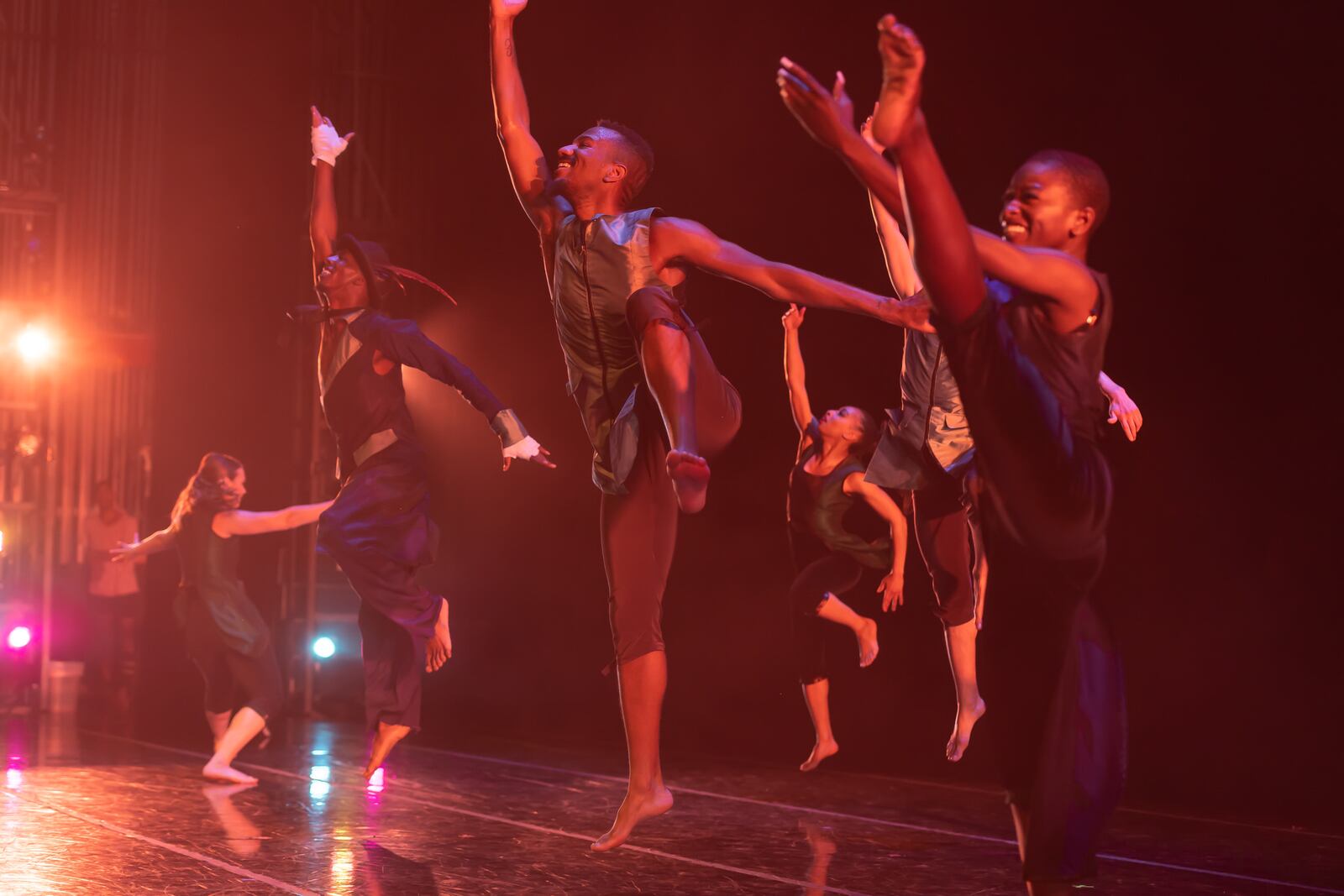 Dayton Contemporary Dance Company will present three concerts at the Victoria Theatre during the 2023-2024 season. Pictured: Dance Artists of the 2021-2022 Season (L to R: Elizabeth Ramsey, Matthew Talley, Zaki Ajani, Alexandria Flewellen, Robert Pulido, Sadale Warner) performing "Children of the Passage," choreographed by Ronald K. Brown and Donald McKayle, at Cincinnati Bold Moves Festival.
