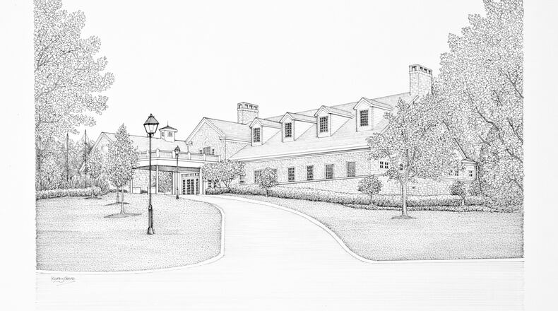 Pen and ink artist Kathy Gross of Waynesville was selected as the featured artist at this year’s Art at the Trace. Her drawing of the Clubhouse at Yankee Trace will be raffled off 6:30 to 9 p.m. on Saturday, Feb. 24.