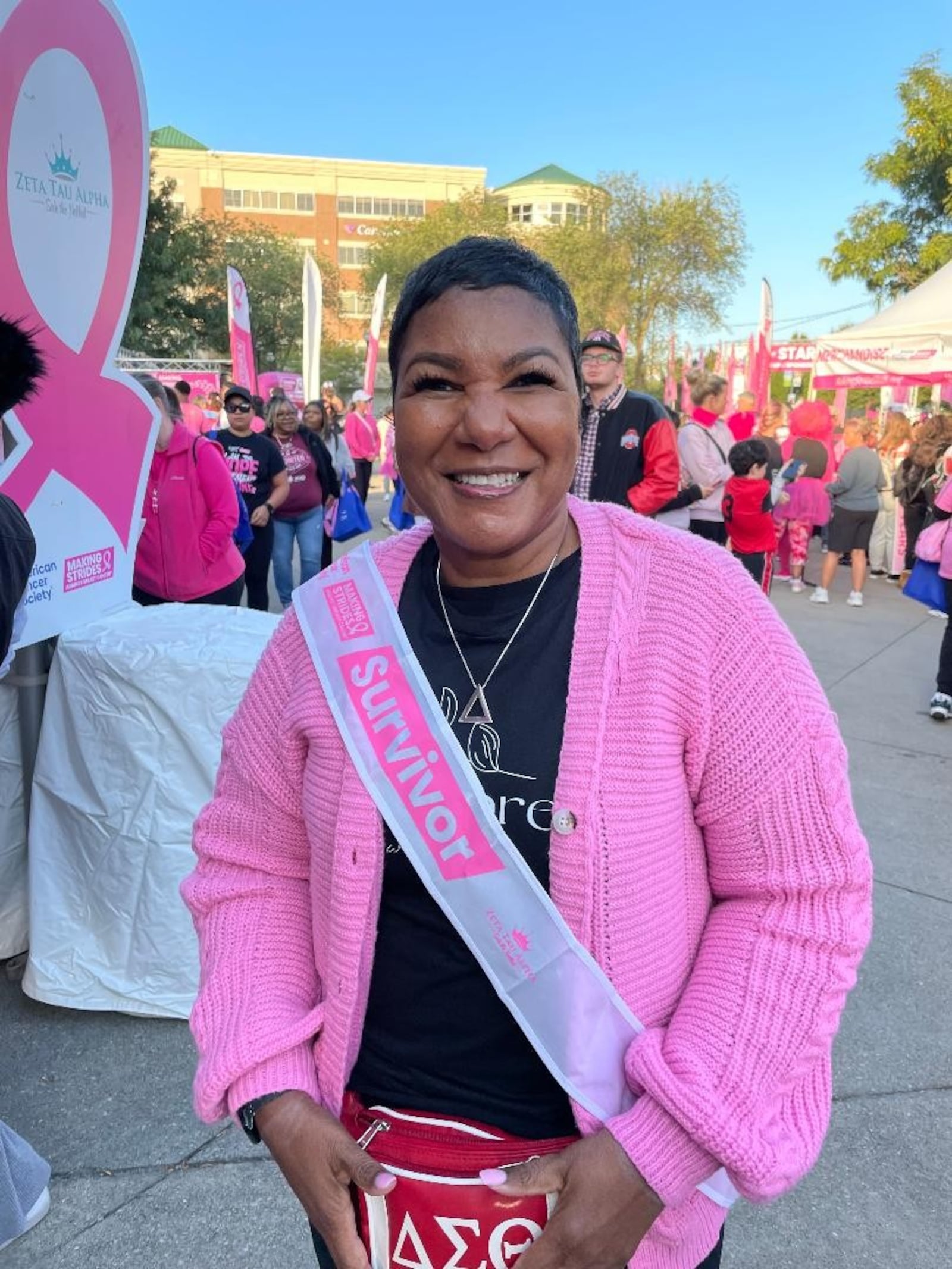 Dwan Tarrance, a Dayton Public Schools teacher, was among the many breast cancer survivors attending the 28th Making Strides Against Breast Cancer of Dayton event Oct. 11 at Day Air Ballpark. PHOTO BY RUSSELL FLORENCE JR.