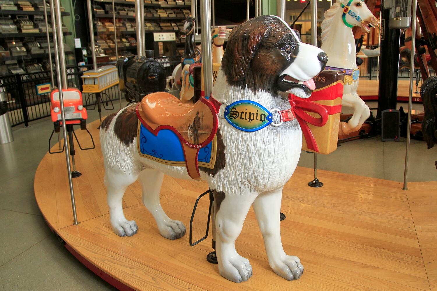 The Carousel of Dayton Innovation, at Carillon Historical Park, is a whimsical ride made of 32 hand-carved figures from the Gem City’s history.