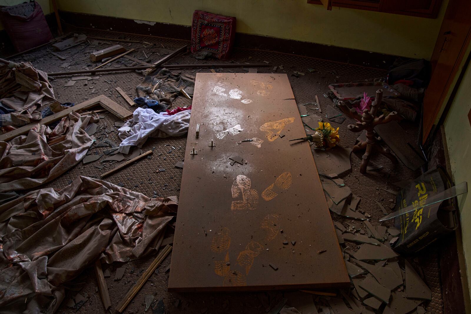 The damage in a neighbouring house is seen after Indian forces blew up the family home of Ahsan Ul Haq Shiekh, a militant who officials say is involved in the deadly attack on tourists in Pahalgam, at Murran village in Pulwama, south of Srinagar, Indian controlled Kashmir, Saturday, April 26, 2025. (AP Photo/Dar Yasin)