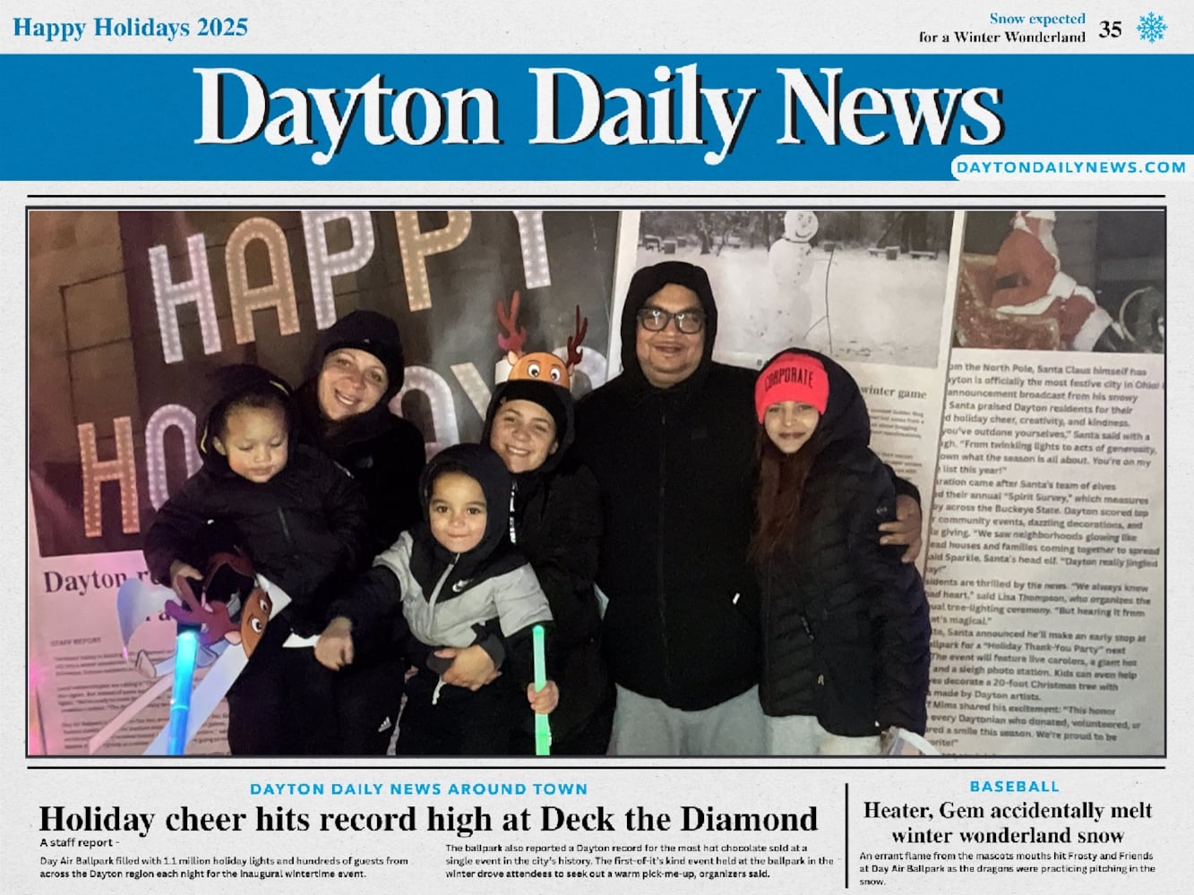 "Front Page News" photo booth photos from Deck the Diamond