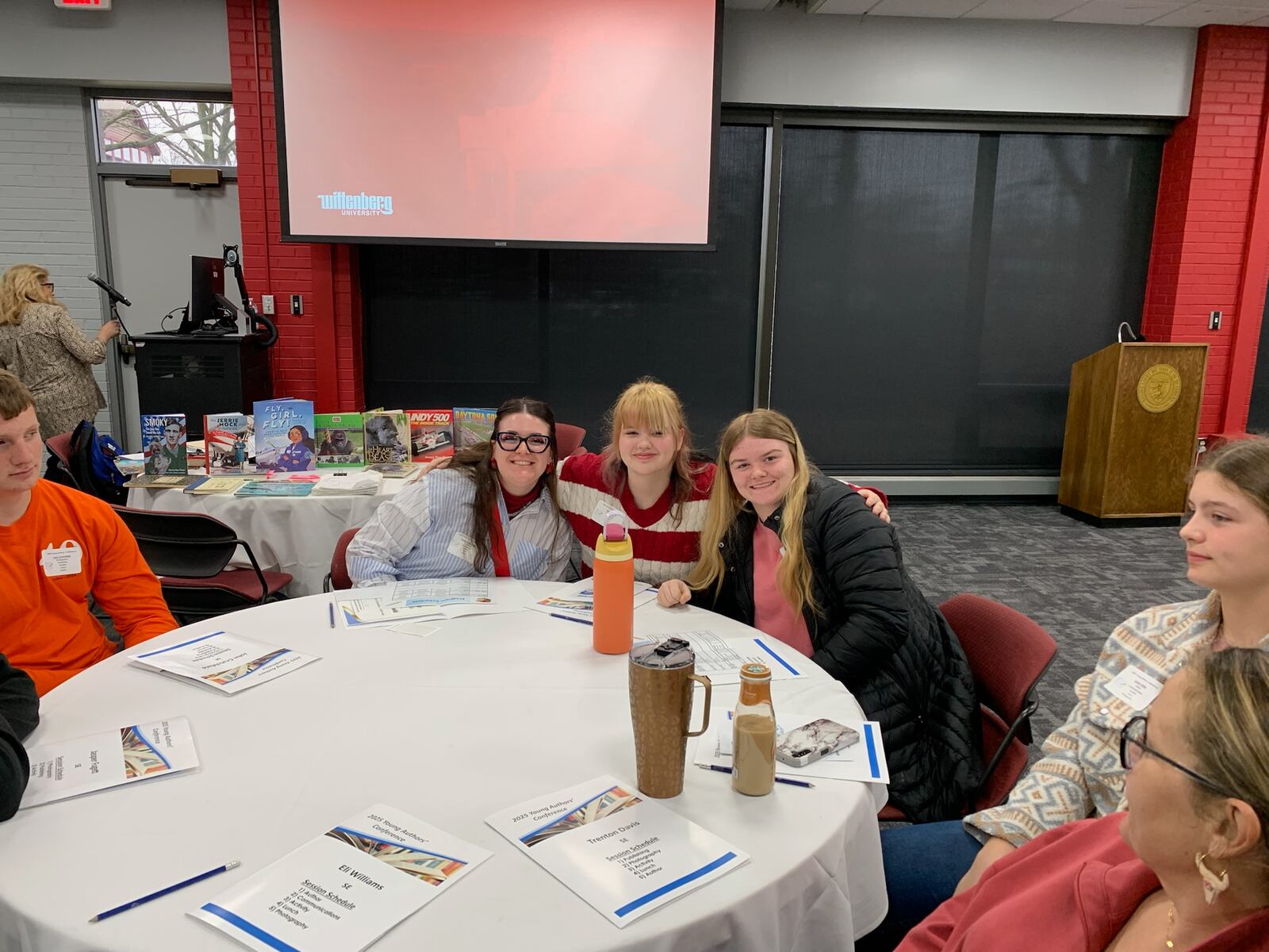 Joslynn Baird (middle), sophomore at Southeastern schools, along with senior Sarah Rheinscheld (left) and junior Kami Horner (right), who participated in this year's Young Authors' Conference event held by the Clark County Educational Service Center (ESC). Brooke Spurlock/Staff
