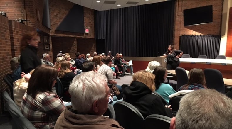 More than 70 people turned out Thursday night at a forum about Miamisburg water and sewer bills. Many Miamisburg customers are challenging the accuracy of the bills, saying unfairly high and questioning whether the city’s billing process has systemic problems. NICK BLIZZARD/STAFF