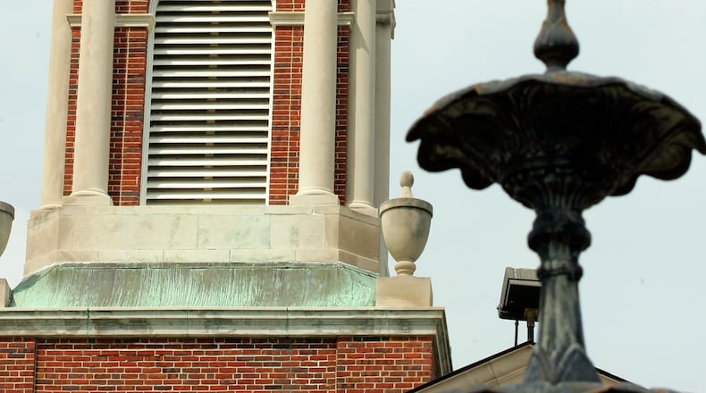 The top of city hall in downtown Lebanon, Ohio. STAFF FILE PHOTO