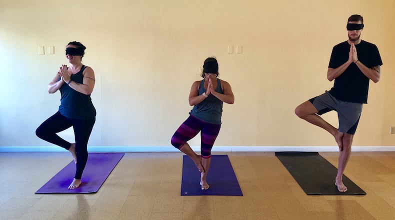 Blindfold Yoga at the Day Yoga Studio on Brown Street is designed for new and experienced yogis alike. CONTRIBUTED