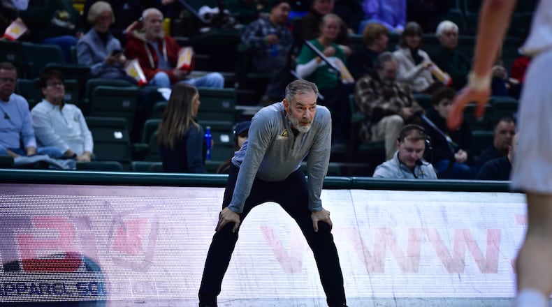 Wright State coach Scott Nagy looks on during the Raiders' game vs. Milwaukee at the Nutter Center on Jan. 20, 2024. Joe Craven/Wright State Athletics