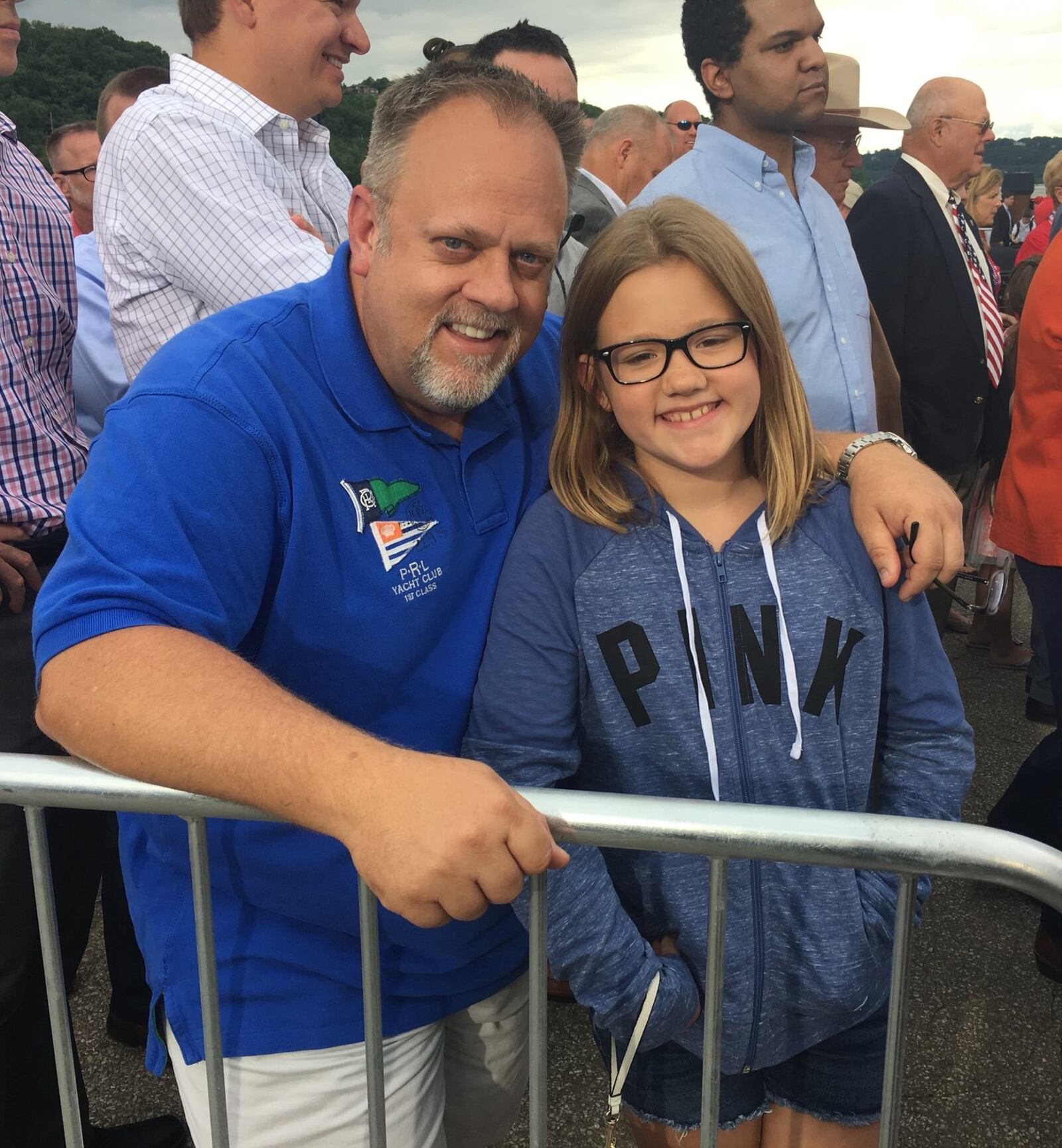 David Braucher, 48, and his daughter, Gracie, 10, both of Landen attended President Donald Trump’s speech in Cincinnati on Wednesday. 
