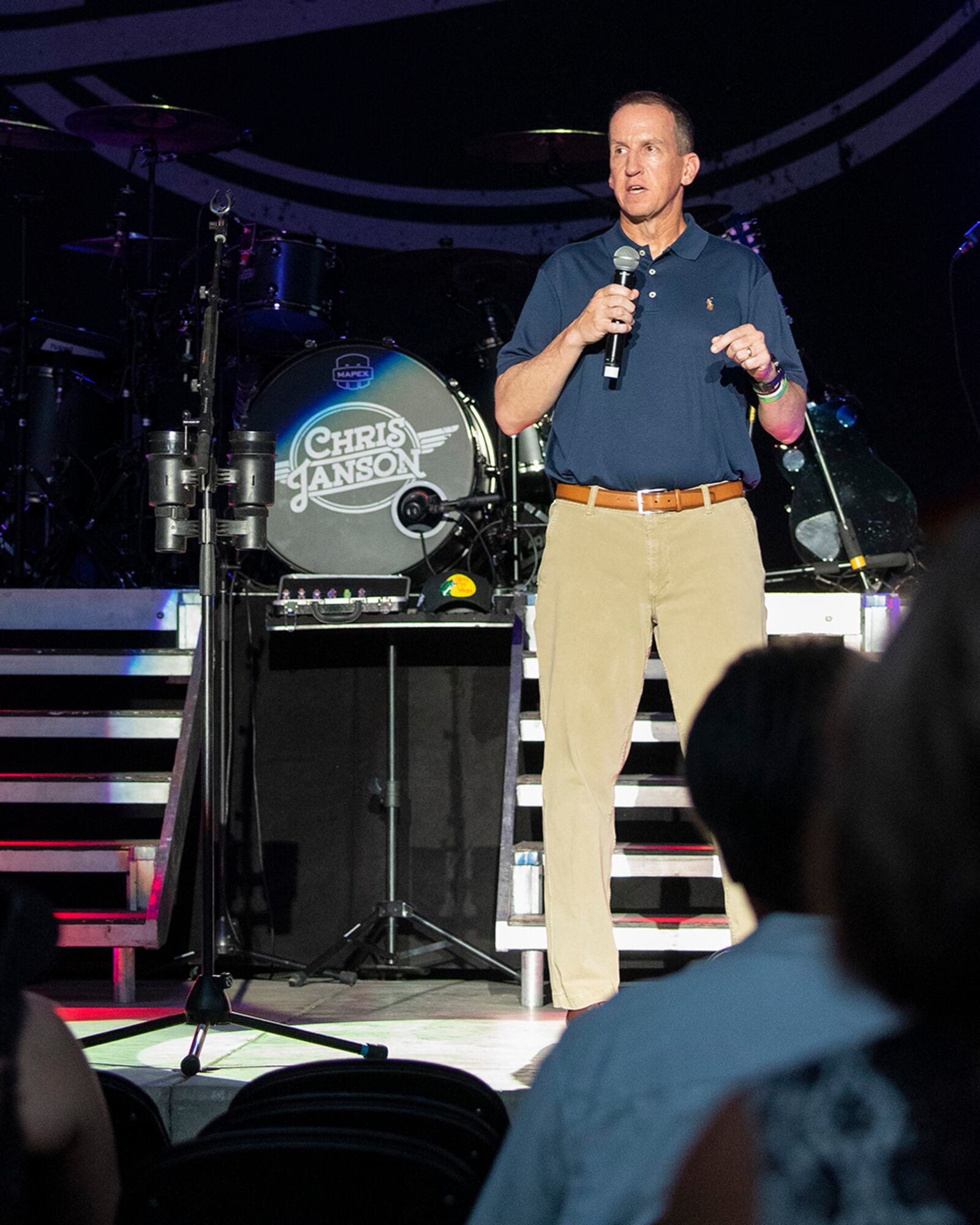 Lt. Gen. Shaun Morris, Air Force Life Cycle Management Center commander, speaks at Fraze Pavilion in Kettering on Aug. 5, prior to a concert by country singer Chris Janson. U.S. AIR FORCE PHOTO/R.J. ORIEZ