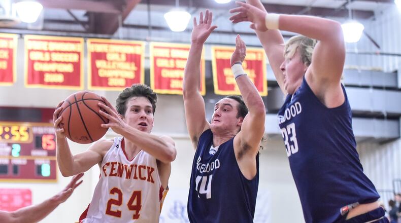 Fenwick’s David Luers drives to the hoop during their game against Edgewood Tuesday, Dec. 5 at Bishop Fenwick High School. Fenwick won 59-36. NICK GRAHAM/STAFF