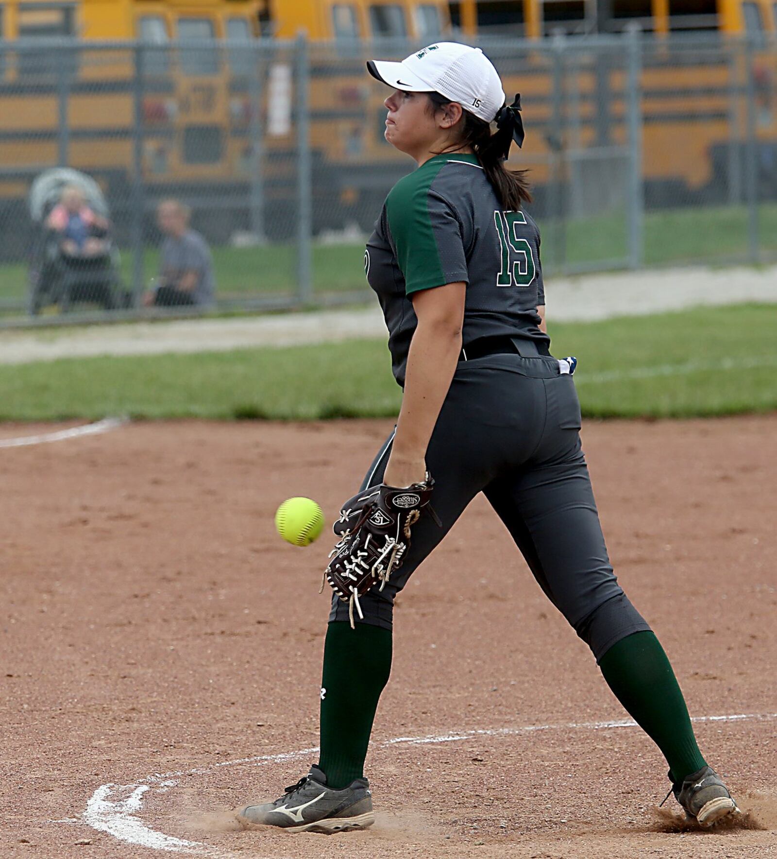 Mason pitcher Elle Buffenbarger delivers to the plate Sunday during a Division I regional final against Lebanon at Kings. CONTRIBUTED PHOTO BY E.L. HUBBARD