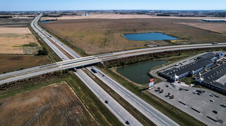 Near the intersection of Interstate 71 and U.S. 35 in Fayette County Honda is planning to build a $4.4 billion electric battery plant that will bring more than 2,500 jobs to the Dayton, Springfield area. JIM NOELKER/STAFF