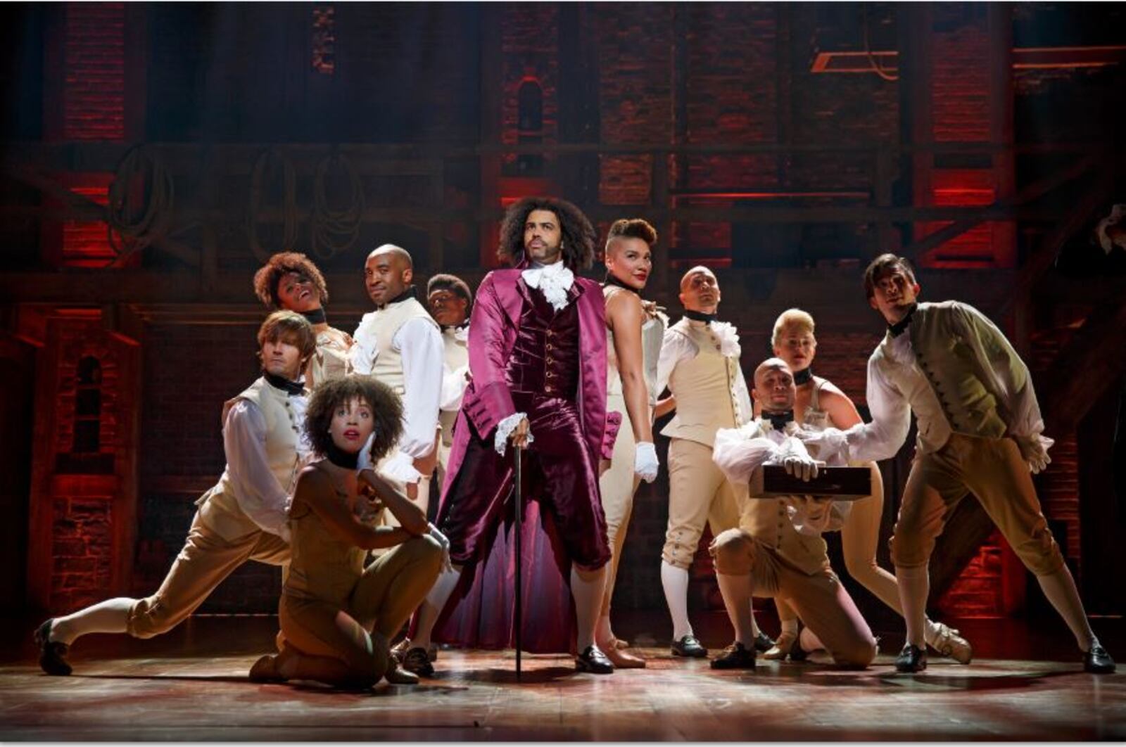 Daveed Diggs as Thomas Jefferson and the ensemble of HAMILTON