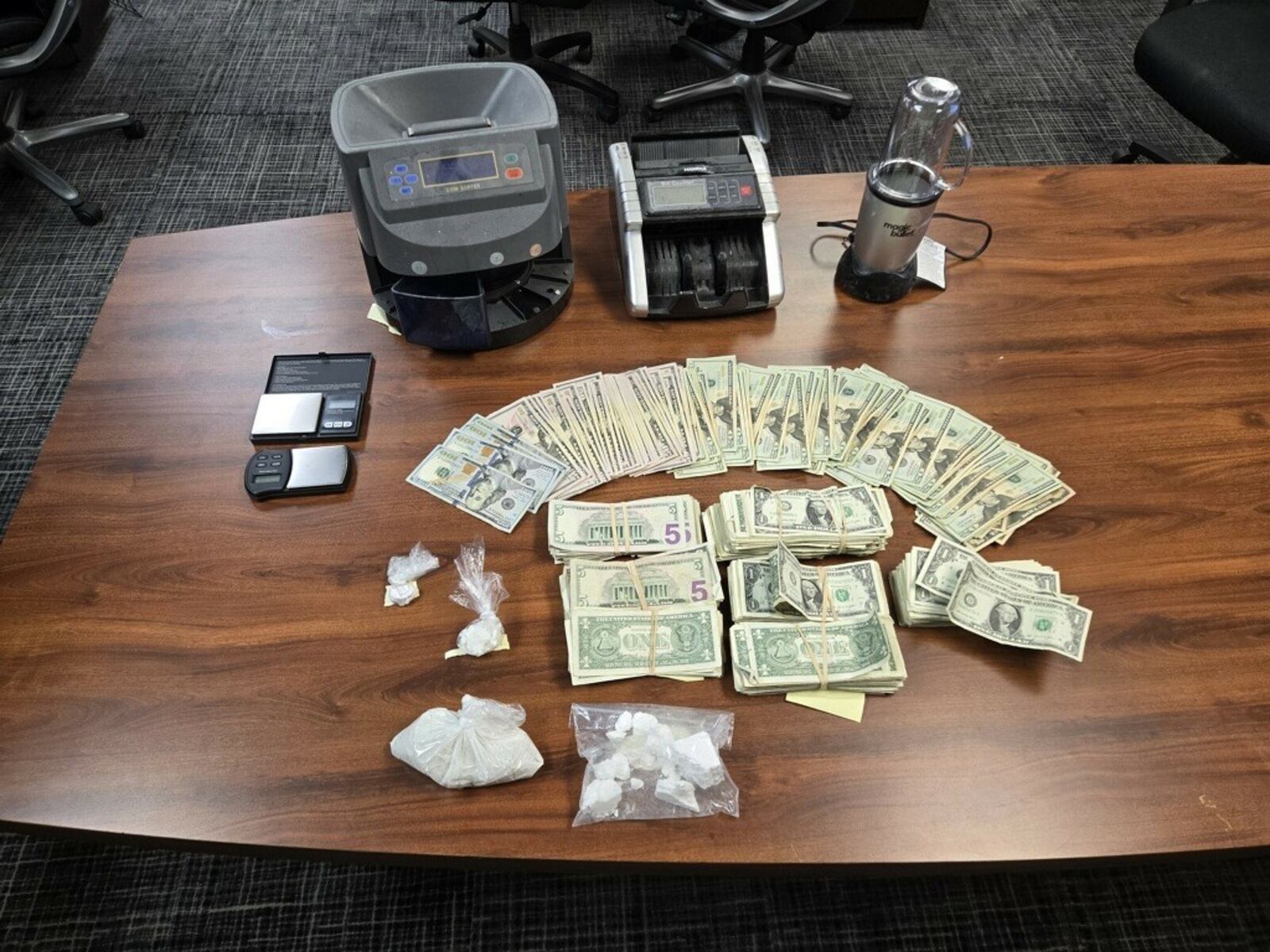 The Butler County Undercover Regional Narcotics (BURN) Task Force executed two search warrants early Thursday morning, June 5, 2025, as the culmination of a three-month narcotics trafficking investigation. Errol Baker, 42, was arrested and police seized about 120 grams of fentanyl, more than 90 grams of cocaine, $54,00, a 2017 Mercedes Benz, and a Slingshot motorcycle. PROVIDED