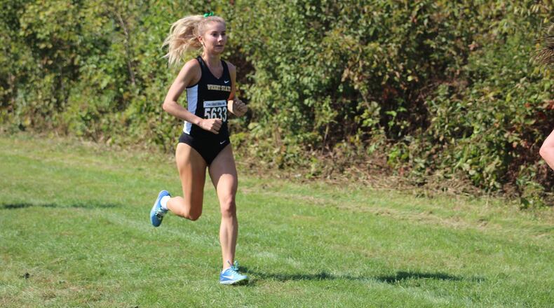 Wright State’s Aurora Turner, shown here during the All-Ohio Championships, was named to the Horizon League first team. CONTRIBUTED