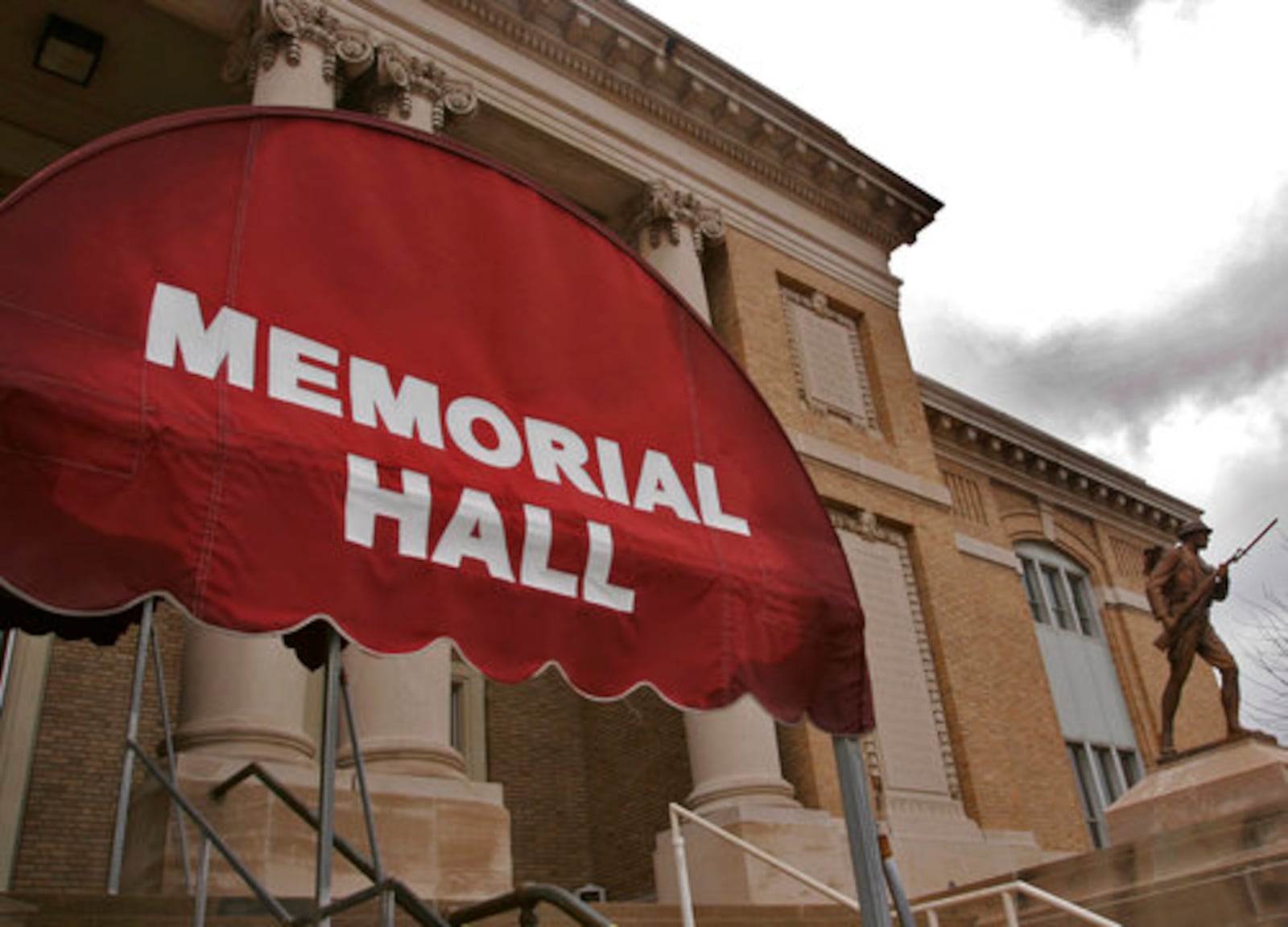 The awning outside Dayton's Memorial Hall, in a photo from 2008