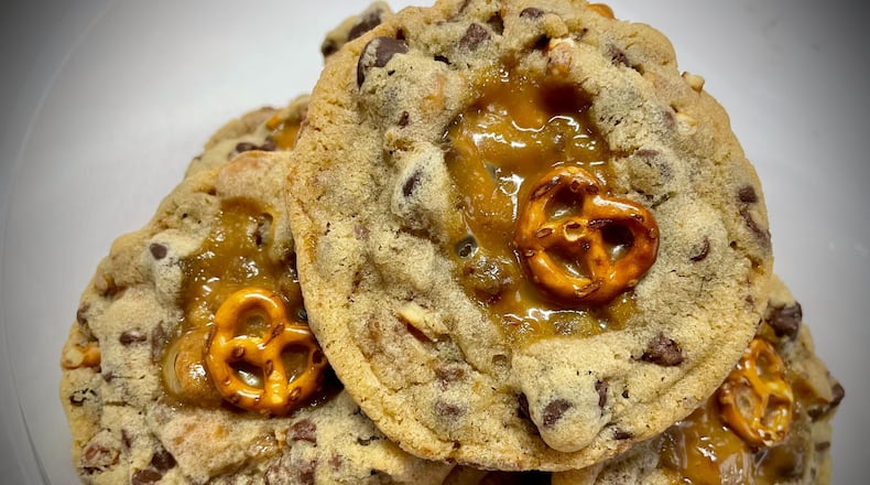 The Dayton Daily News Holiday Cookie Contest returned this year with area bakers submitting nearly 30 of their very best recipes. A panel of judges selected the top three cookies. Pictured are Amazing Caramel Toffee Pretzel Chocolate Chip Cookies. NATALIE JONES/STAFF