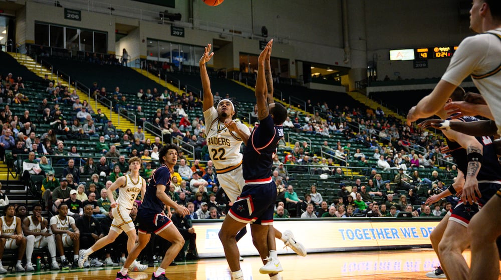 The Wright State University men's basketball team hosted Robert Morris University as well as their Senior Day recognition ceremony on Sunday, Feb. 22, 2026. The Colonials beat the Raiders 81-68. JEREMY MILLER / CONTRIBUTED PHOTO