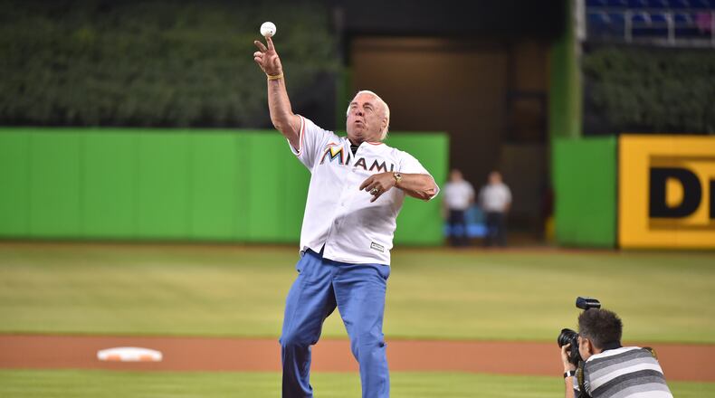 If former pro wrester Ric "Nature Boy" Flair can throw out the first pitch at an MLB game, as he sort of did before the Reds played the Marlins on July 28, 2017 in Miami, you can.