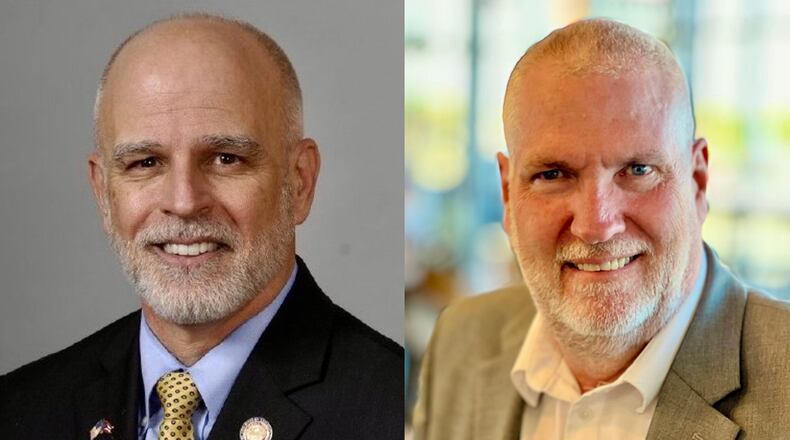 The Nov. 2024 candidates for the 10th Ohio Senate district are Republican Kyle Koehler (left) and Democrat Dan McGregor (right)