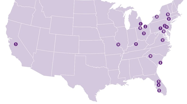 The Asthma and Allergy Foundation of America released its 2022 Asthma Capitals Report on Wednesday, which ranks the 100 largest cities in the U.S. by how challenging their are to live in when you have asthma. Pictured are the top 20 most challenging cities to live in with asthma, which Dayton was previously ranked among at number eight in 2021 but has now gone down to the 24th spot. CONTRIBUTED