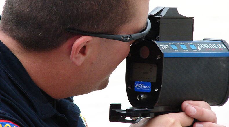 File photo of a police officer with a radar gun