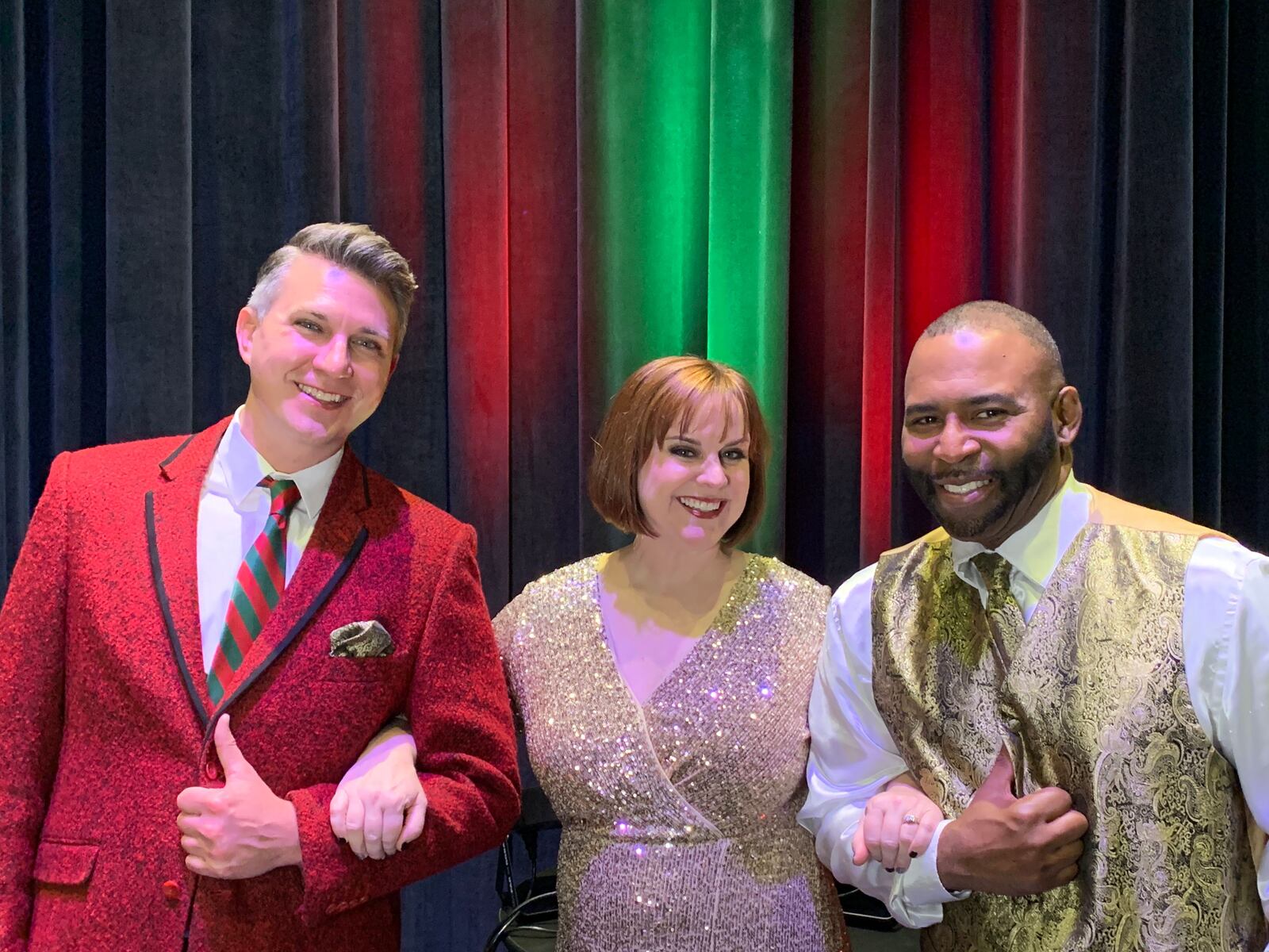 left to right: Philip Drennen, Gina Handy and Deron Bell of "Season's Greetings."