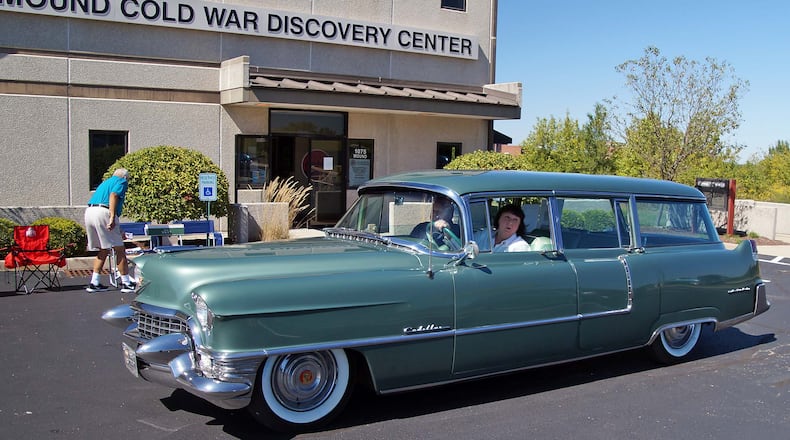 Kenneth and Wayne Turner check in at the Mound Cold War Discovery Museum in their 1955 Cadillac View Master station wagon on the Drive Dayton History Road Tour on Sept. 20. Photo by Paul D. Uhlman