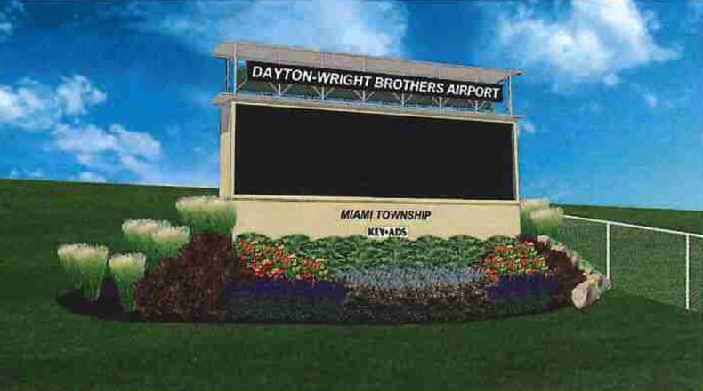 This illustration shows the concept of the digital billboard Key Ads wants to construct at Dayton-Wright Brothers Airport. CONTRIBUTED