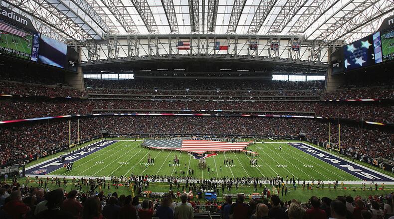 HOUSTON, TX - OCTOBER 30: A general view of the stadium during the National Anthem before the game between the Houston Texans and the Detroit Lions at NRG Stadium on October 30, 2016 in Houston, Texas. (Photo by Thomas B. Shea/Getty Images)