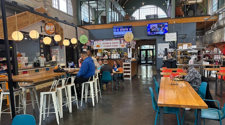 Chido’s Tacos, Sushi Hikari Moe and OH! Boba inside Myers Market in Springfield. Brooke Spurlock/Staff