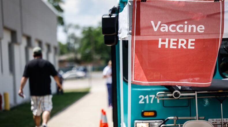 The Montgomery County Health Department's COVID-19 Mobil Clinic was parked in front of the Job Center Tuesday August 3, 2021. Tomorrow, August 4, the clinic will be at the Dayton Metro Library at 4680 Burkhardt Ave. from 4pm to 6pm and All Service Plastic Molding at 900 Falls Creek Dr. in Vandalia from 10am to 1pm. JIM NOELKER/STAFF