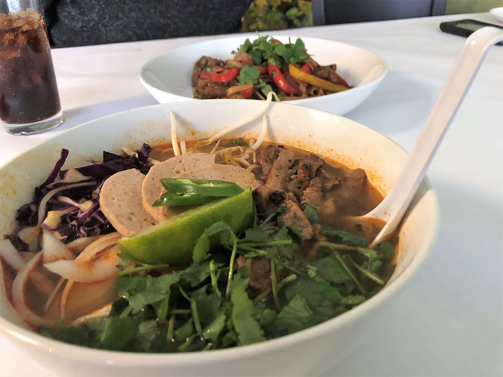 The Vistro Modern Vietnamese , one of Dayton’s newest restaurants, serves pho, bun bo hue, banh mi sandwiches   and a variety of other dishes. Pictured:  bun bo hue (lemongrass beef and pork soup)