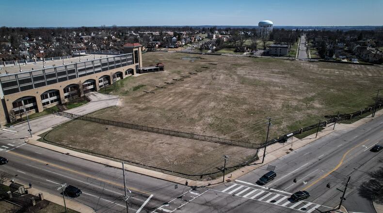 Shown here, from a drone,  is the site where Good Samaritan Hospital once stood. The U.S. Department of Health and Human Services said this month that it found no violations of Civil Rights during their investigation into the hospital’s closing. JIM NOELKER/STAFF