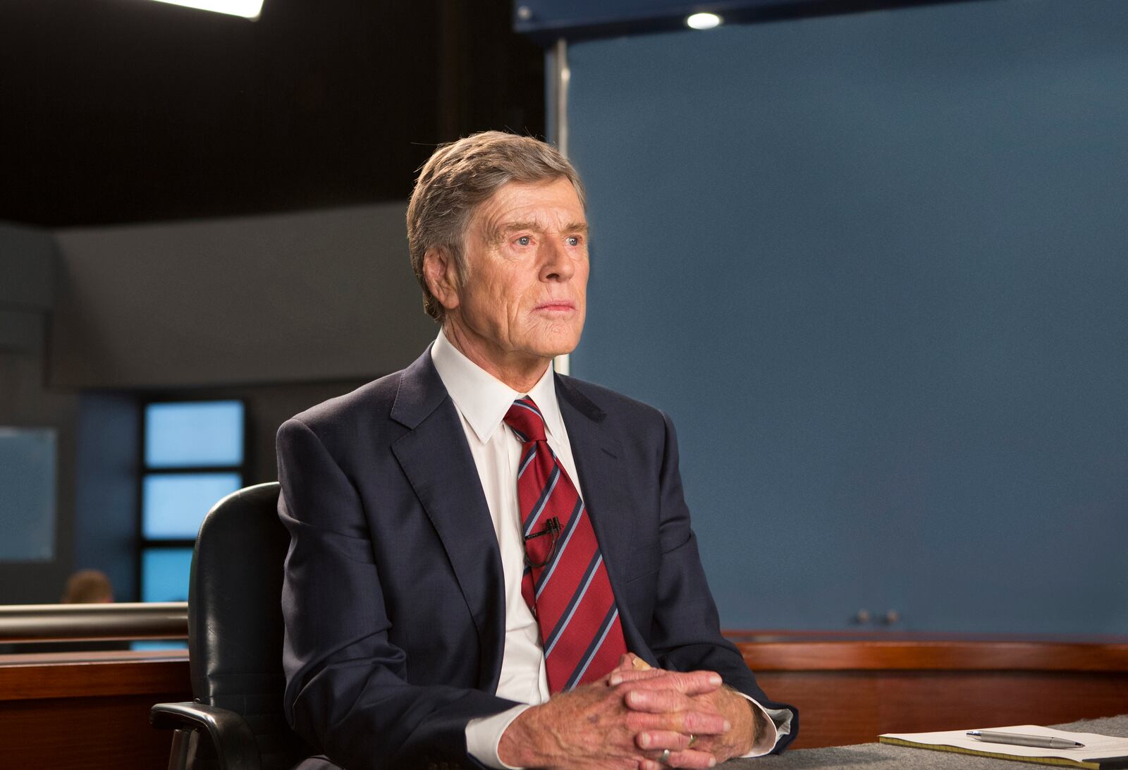 In this image released by Sony Pictures Classics, Robert Redford portrays Dan Rather in a scene from, "Truth." CBS has refused to run advertising for "Truth," the film starring Cate Blanchett and Robert Redford that revisits a painful episode in the network's past involving a discredited 2004 news story on former President George W. Bush's military service record. CBS has denounced the movie, which opens Friday, as a disservice to the public and journalists. (Lisa Tomasetti /Sony Pictures Classics via AP)