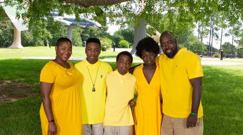 Angel, Caiden, Immanuel, Olivia and Charles Christmon of Trotwood. The family’s Trotwood home was damaged in the Memorial Day tornadoes. CONTRIBUTED