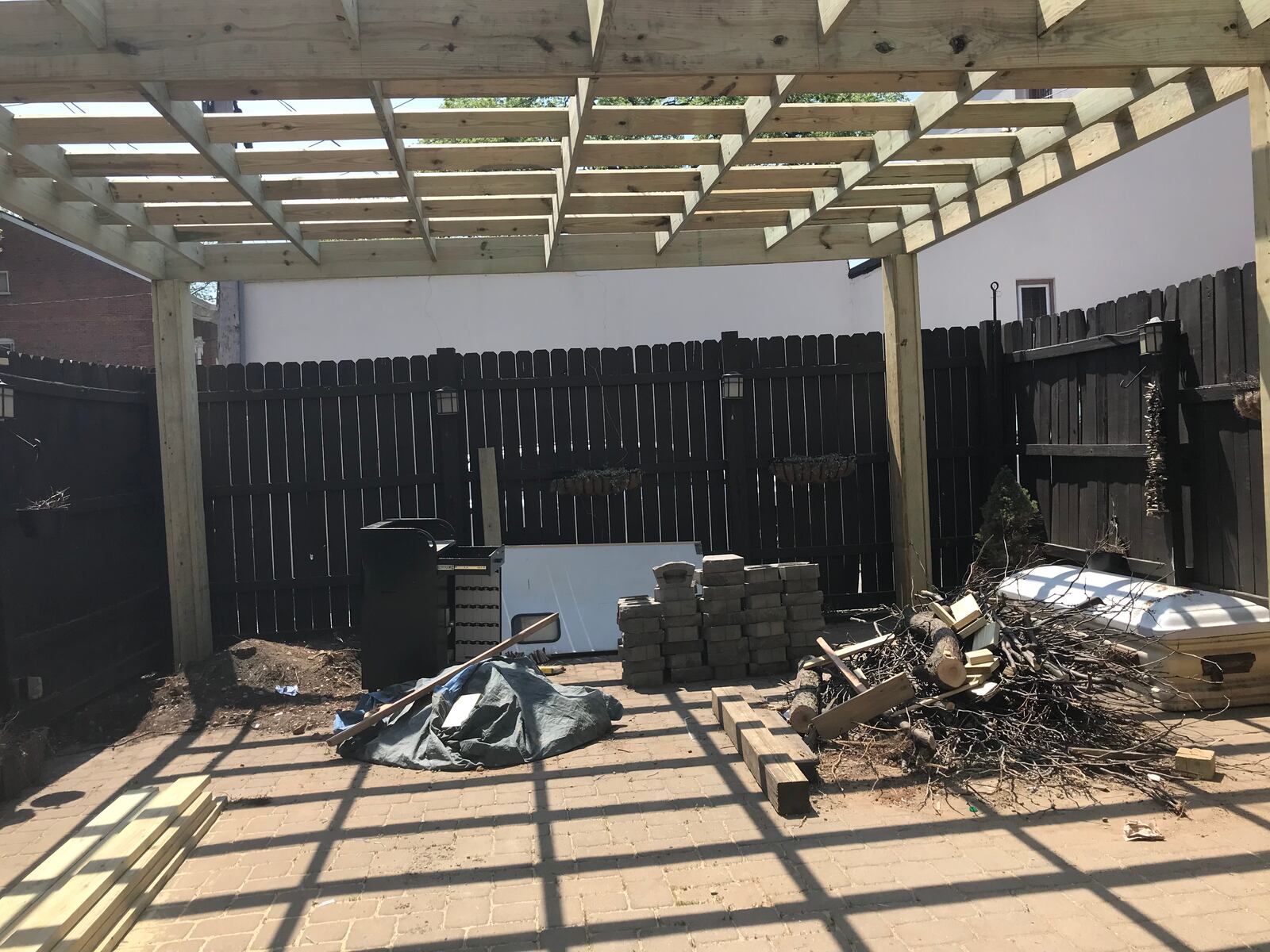 Salar Restaurant and Lounge is being rehabilitated after a fire Dec. 29, 2017.  Work has begun on the restaurant's back patio which includes a pergola.