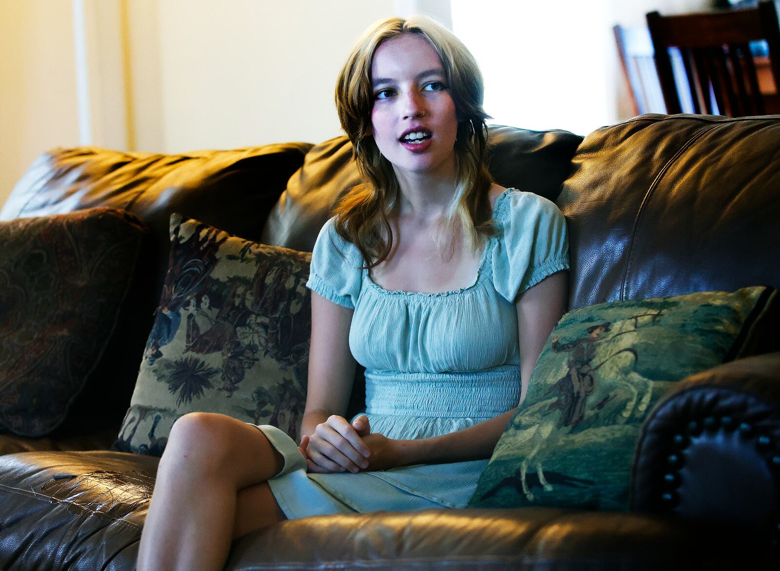 Teenager Charlie Pope talks about her struggles with mental health issues in the past. MARSHALL GORBY\STAFF