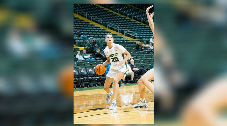 Wright State's Layne Ferrell during a game earlier this season. Ferrell, a Frankin High School grad, scored 25 points in Sunday's overtime win at Robert Morris. Wright State Athletics photo