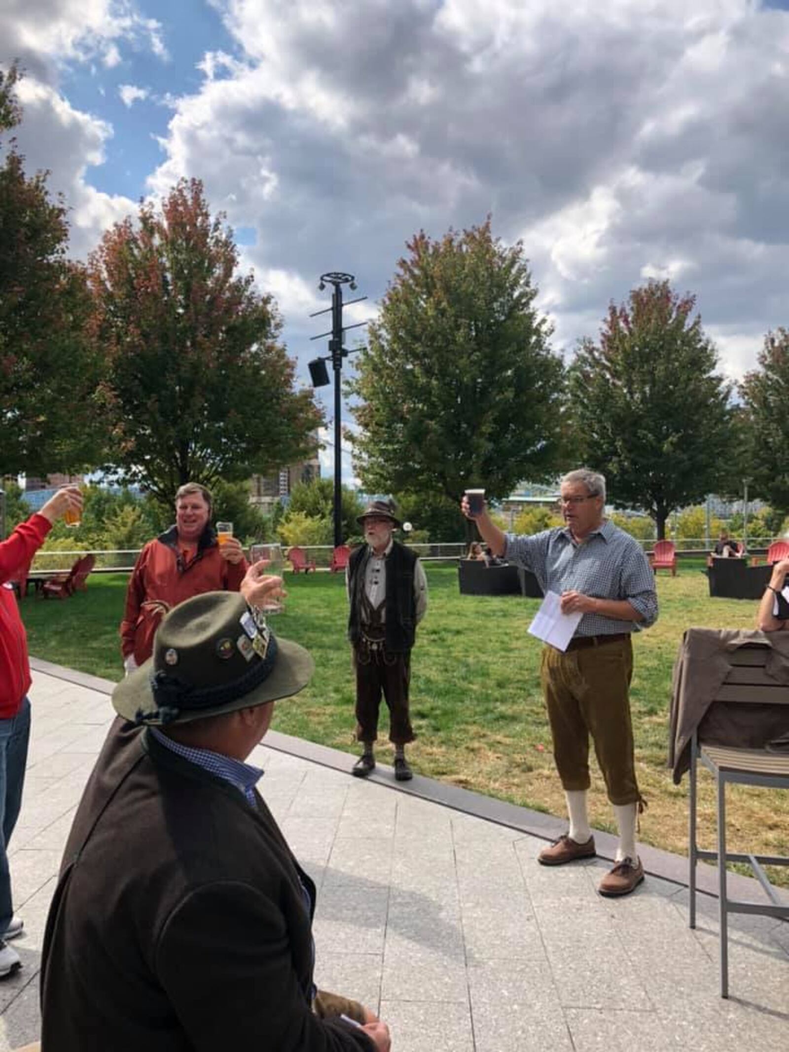 The Volksmarch begins and ends at the Christian Moerlein Lager House. In between, the march takes you past downtown landmarks such as Paul Brown Stadium, the Montgomery Inn, and Smale Riverfront Park. CONTRIBUTED