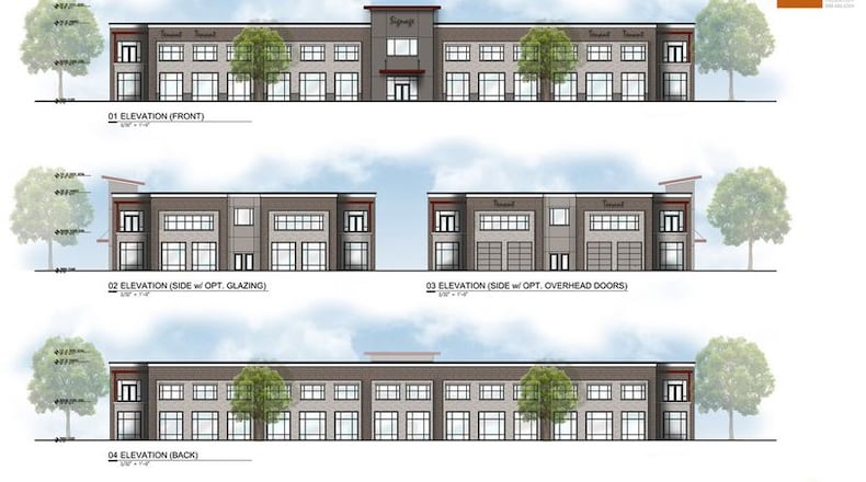 An artist's rendering of new buildings planned for the Mission Point office park in Beavercreek, shared by developer Jason Woodard with the Dayton Daily News in April. JobsOhio announced a grant for the project Thursday. FILE