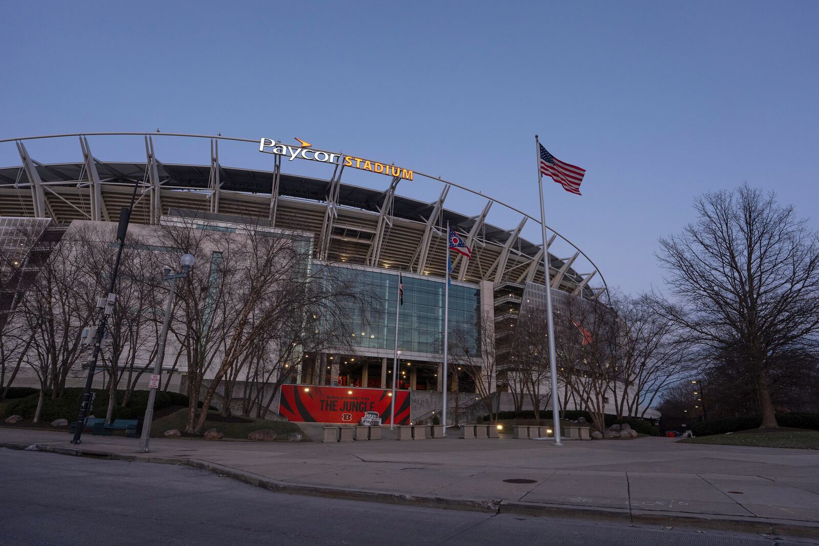FILE - General view of the outside of Paycor Stadium, Jan. 26, 2025, in Cincinnati. (AP Photo/Kareem Elgazzar, file)