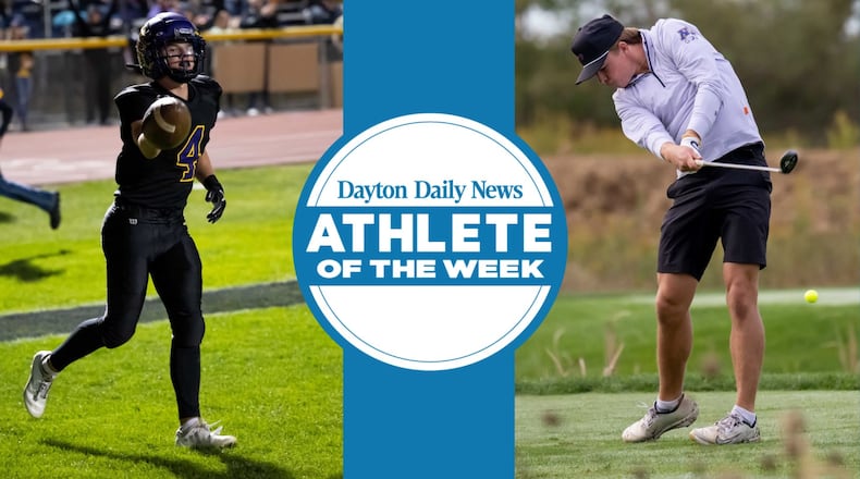 Mechanicsburg's Conner Eyink plays both golf and football for the Indians. CONTRIBUTED PHOTOS