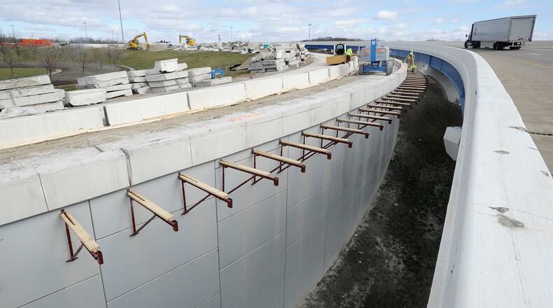 Construction crews began work on the I-70 east ramp to I-75 north in March. Weather-related delays resulted in the closure being extended through Friday, June 11, 2021. MARSHALL GORBY\STAFF
