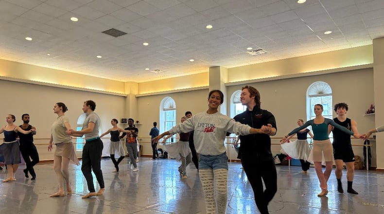 Dayton Ballet company dancers in 2024 rehearse the party scene in the organization's presentation of "The Nutcracker." FILE