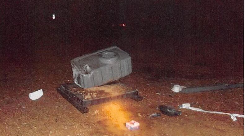 A portable toilet was demolished in a explosion that shook a Springboro home on Nov. 30.